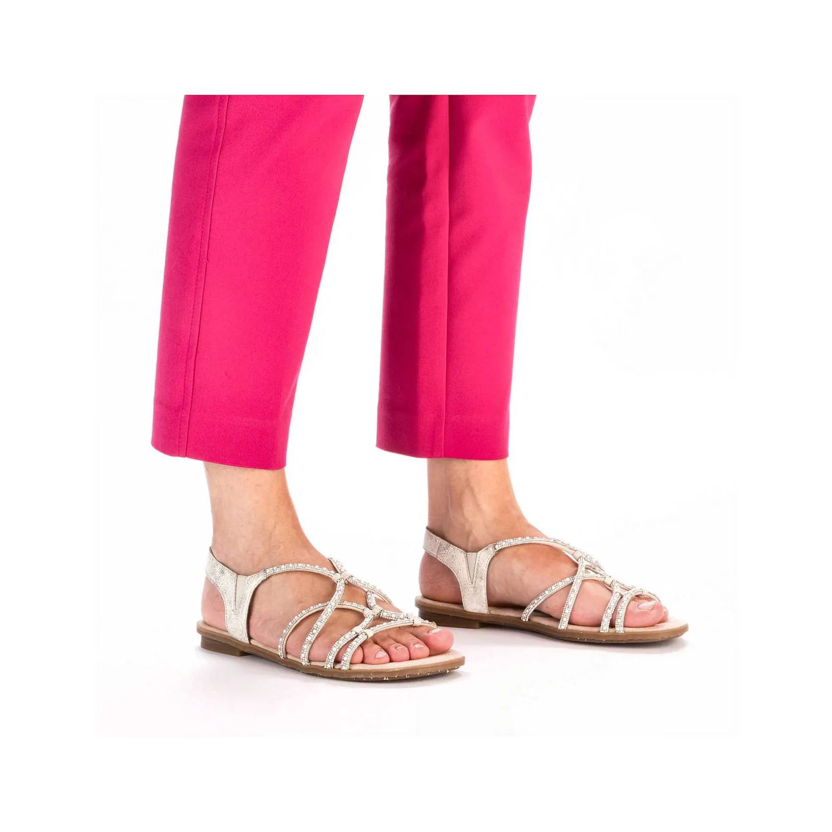 Rieker Summer Shoes-Women'S Strappy Sandals Light Beige