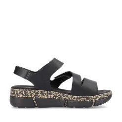 Rieker Vegan-Women'S Strappy Sandals Asphalt Black