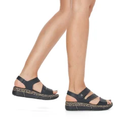 Rieker Vegan-Women'S Strappy Sandals Asphalt Black