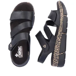 Rieker Vegan-Women'S Strappy Sandals Asphalt Black
