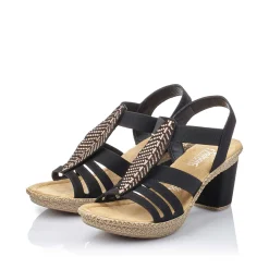 Rieker Heeled Shoes-Women'S Strappy Sandals Jet Black