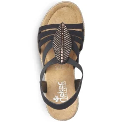 Rieker Heeled Shoes-Women'S Strappy Sandals Jet Black