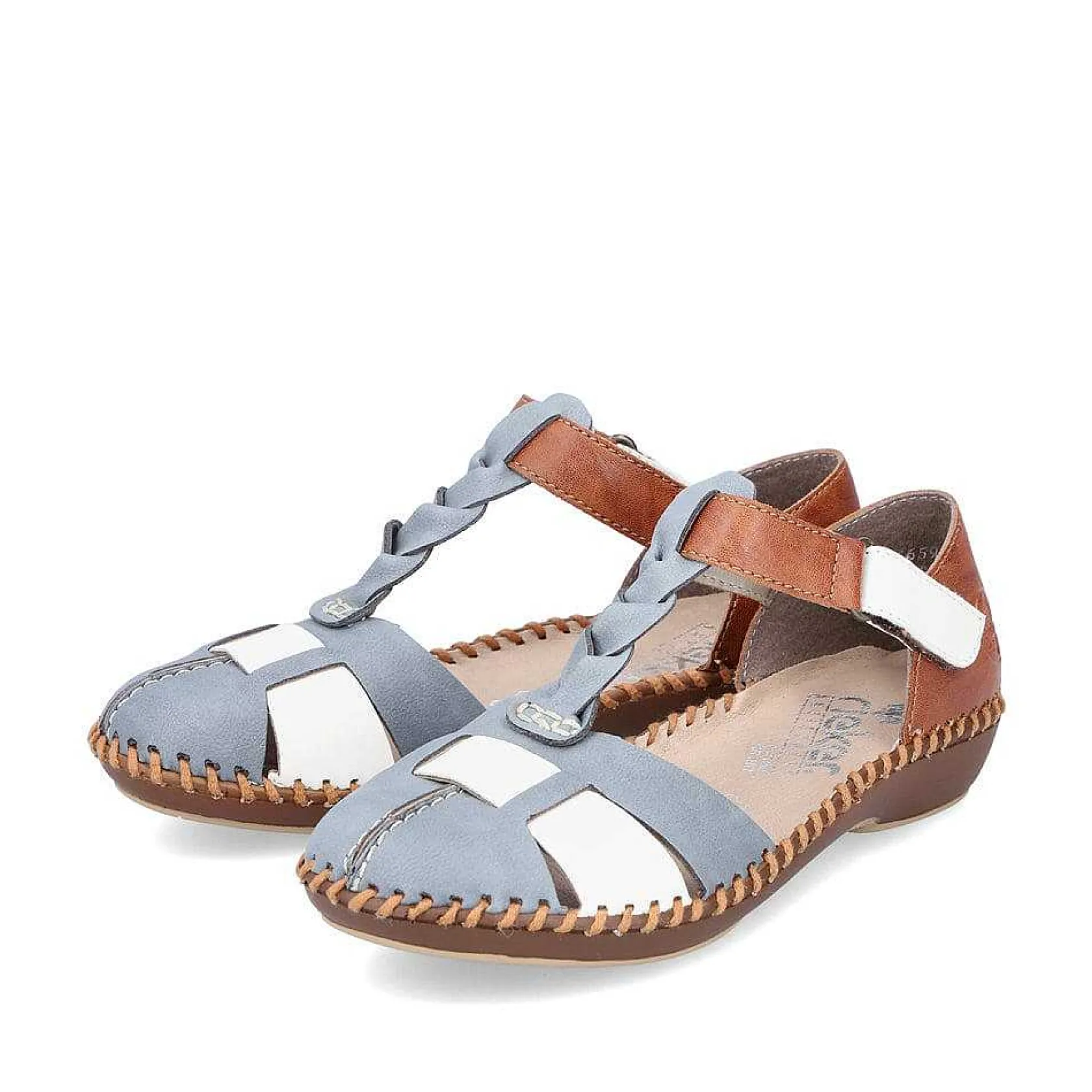 Rieker Sandals & Sandals-Women'S Strappy Sandals Sky Blue-Nut Brown