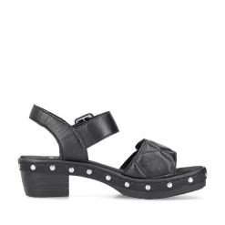 Rieker Heeled Shoes-Women'S Strappy Sandals Asphalt Black