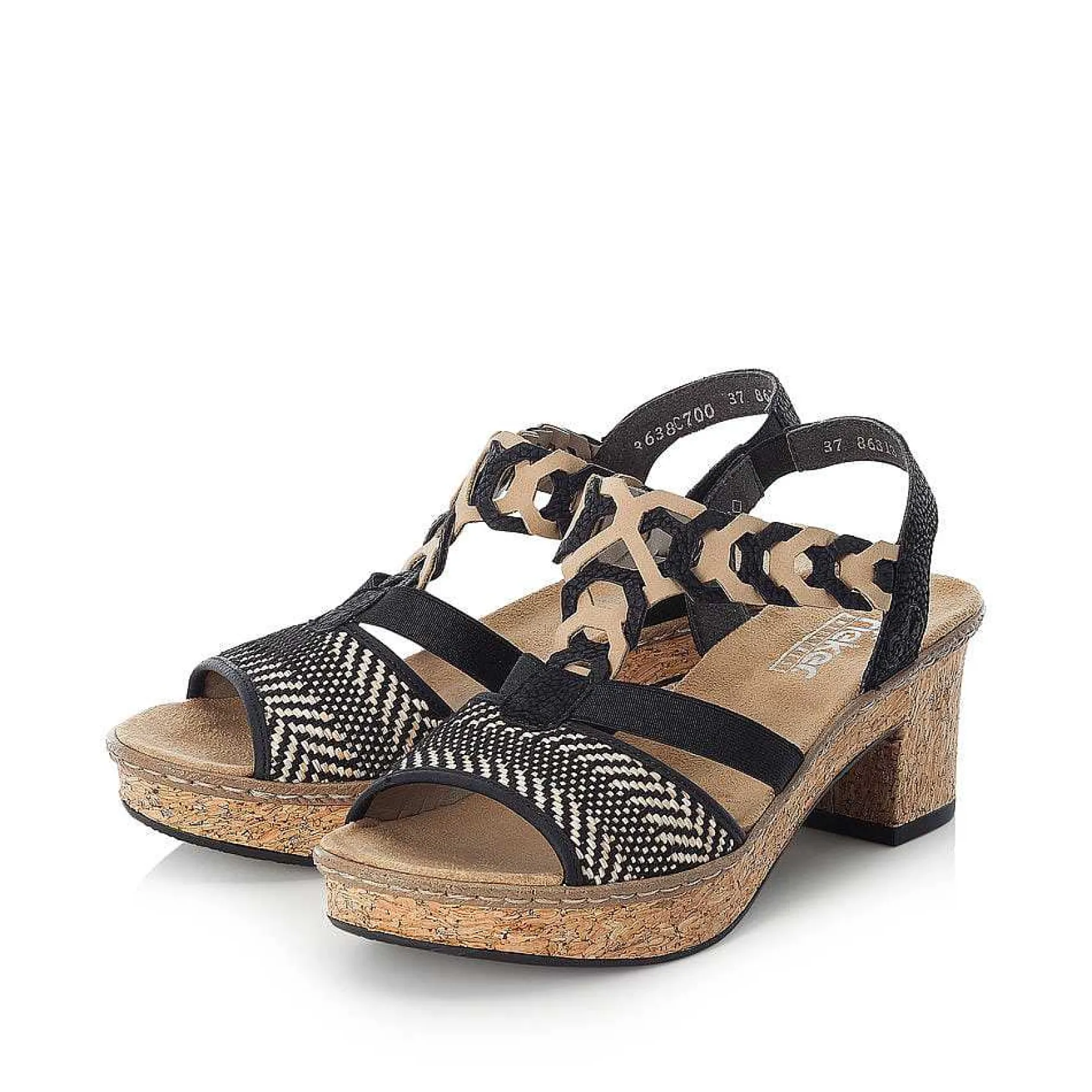 Rieker Heeled Shoes-Women'S Strappy Sandals Jet Black