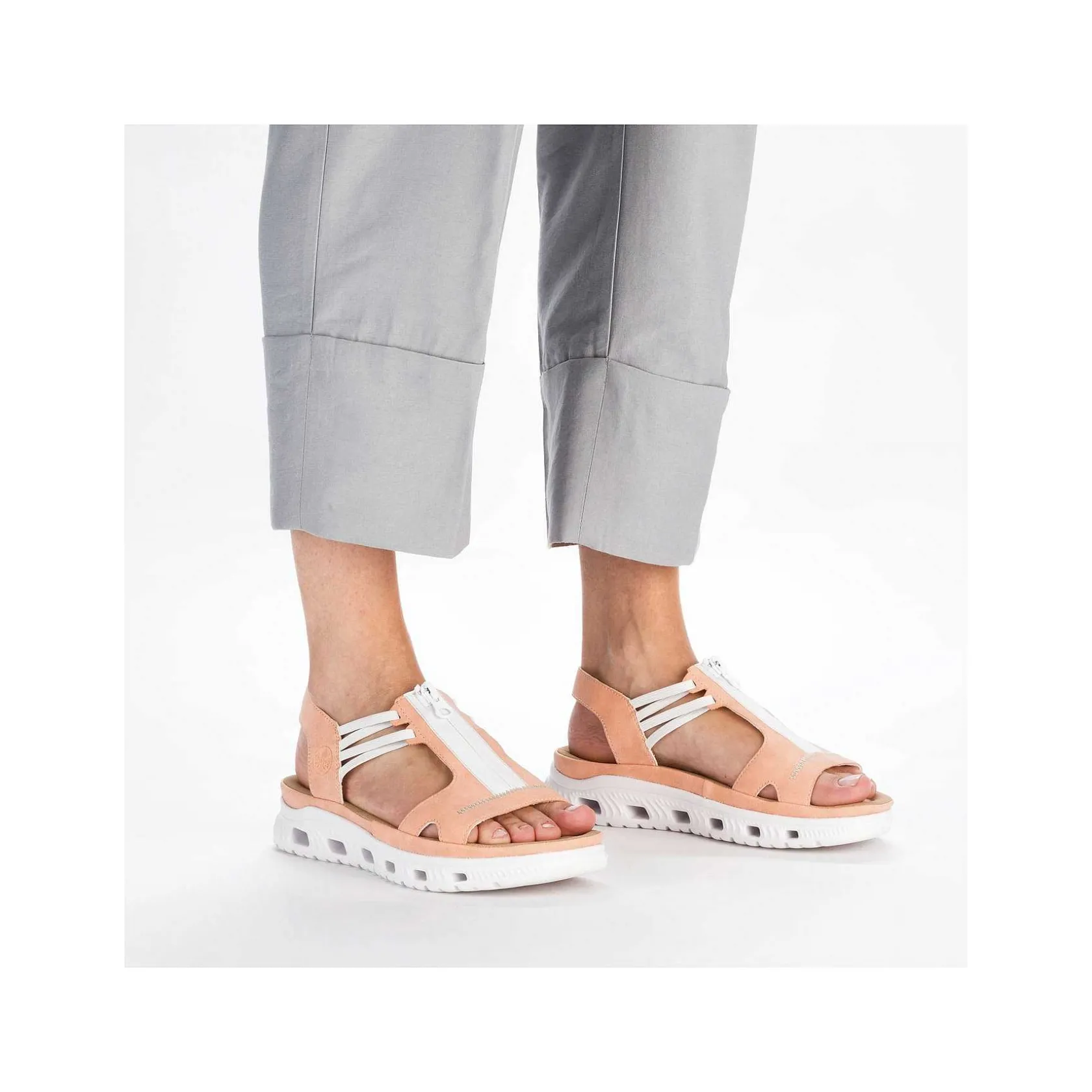 Rieker Colorful Styles-Women'S Trekking Sandals Pastel Orange