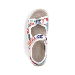 Rieker Colorful Styles-Women'S Trekking Sandals Floral-Pure White