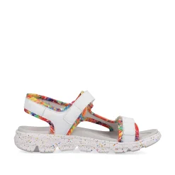 Rieker Sandals & Sandals-Women'S Trekking Sandals Swan-White Rainbow