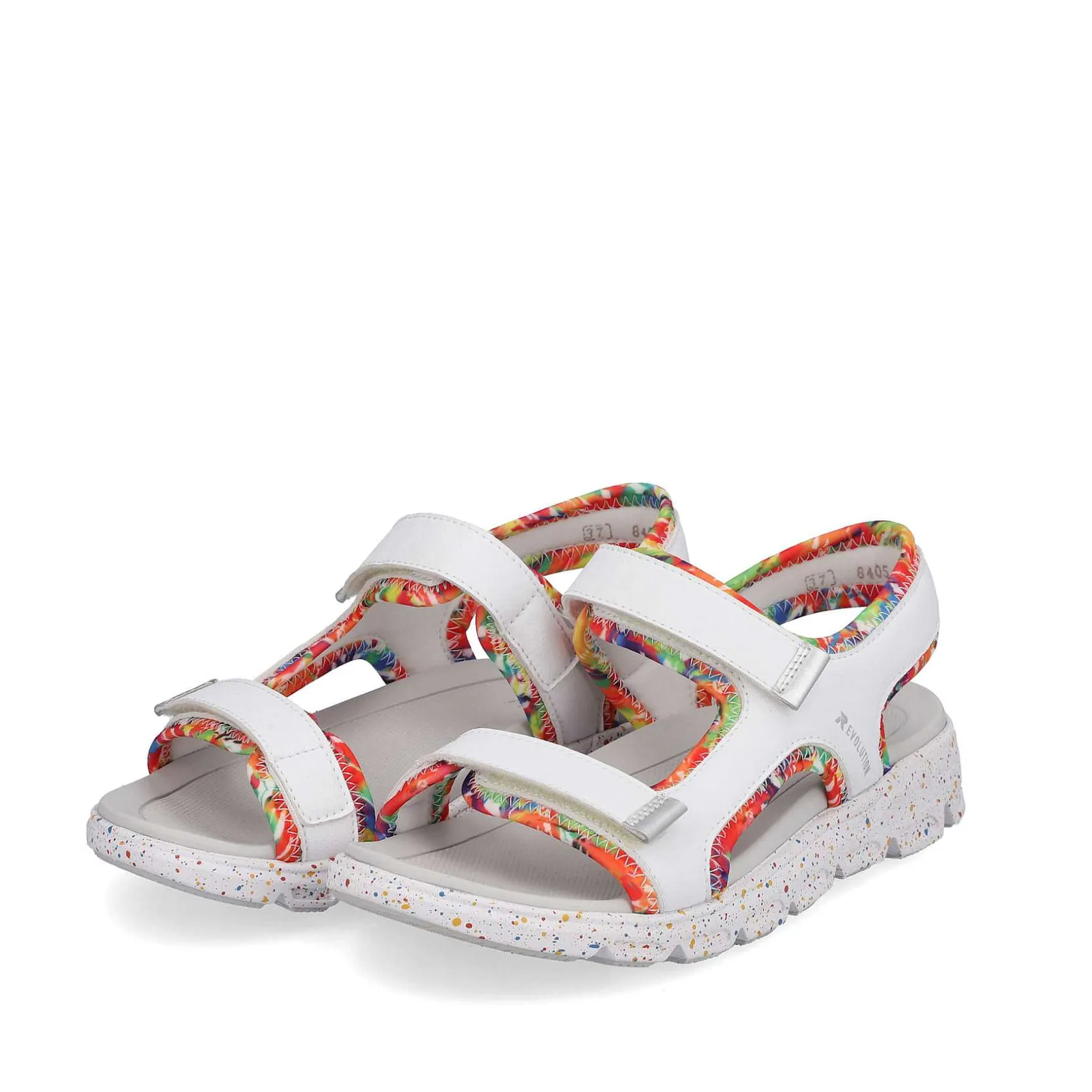 Rieker Sandals & Sandals-Women'S Trekking Sandals Swan-White Rainbow