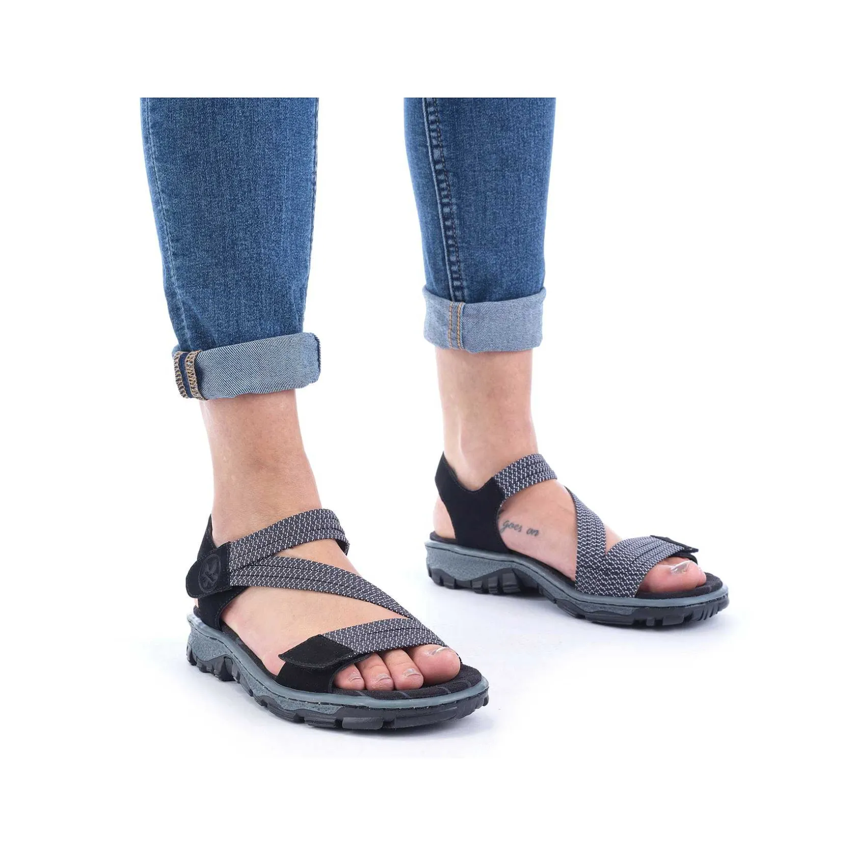 Rieker Sandals & Sandals-Women'S Trekking Sandals Graphite Black