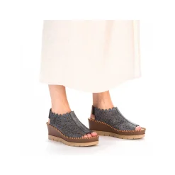 Rieker Heeled Shoes-Women'S Wedge Sandals Slate Blue