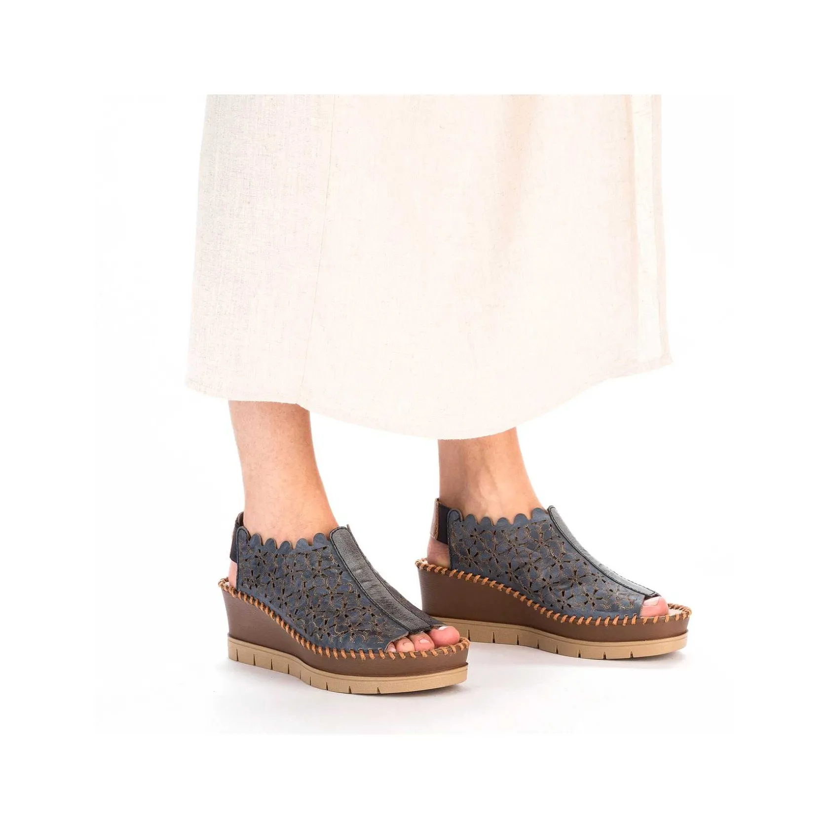 Rieker Heeled Shoes-Women'S Wedge Sandals Slate Blue