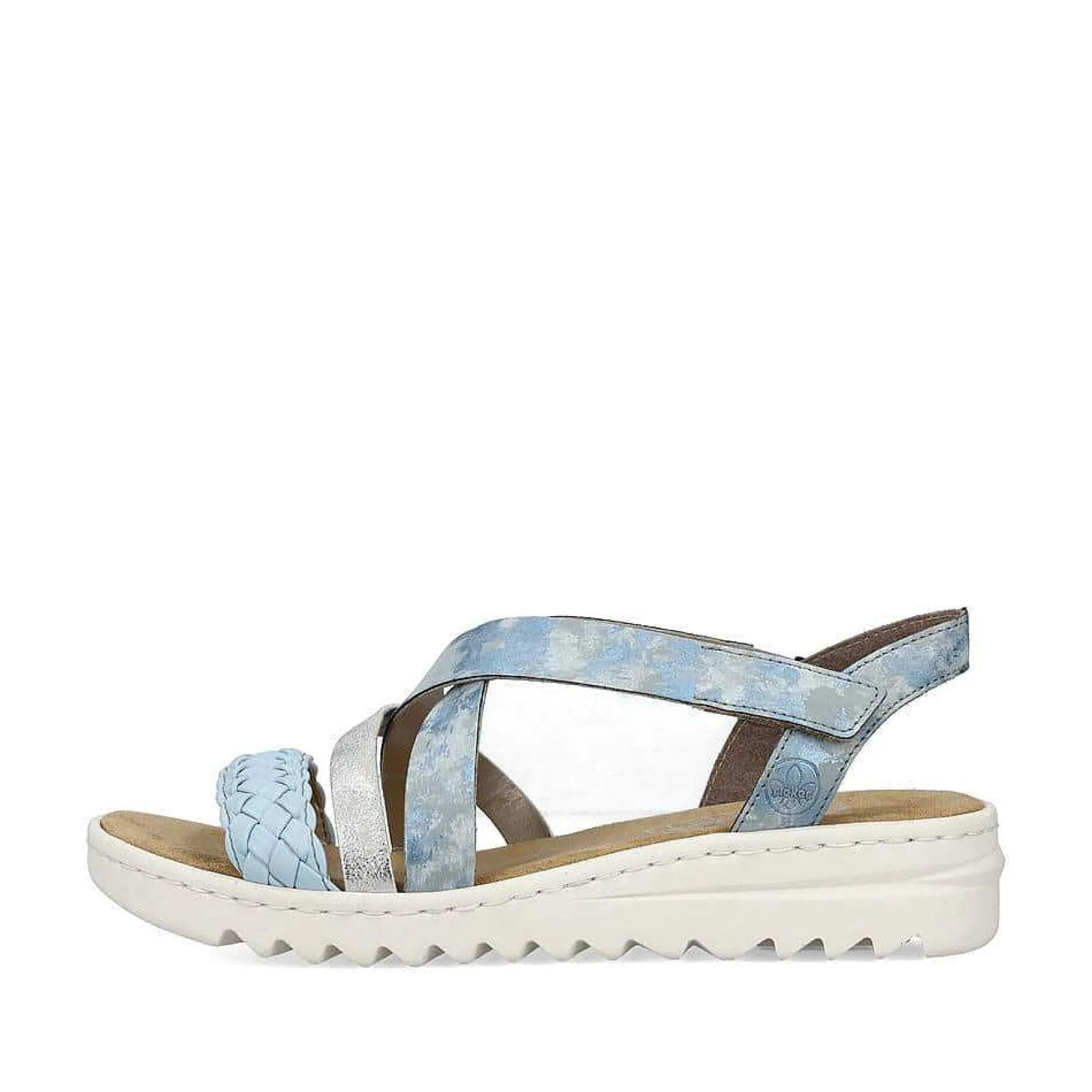 Rieker Heeled Shoes-Women'S Wedge Sandals Sky Blue-Silver