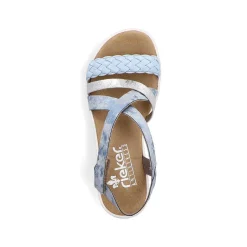 Rieker Heeled Shoes-Women'S Wedge Sandals Sky Blue-Silver