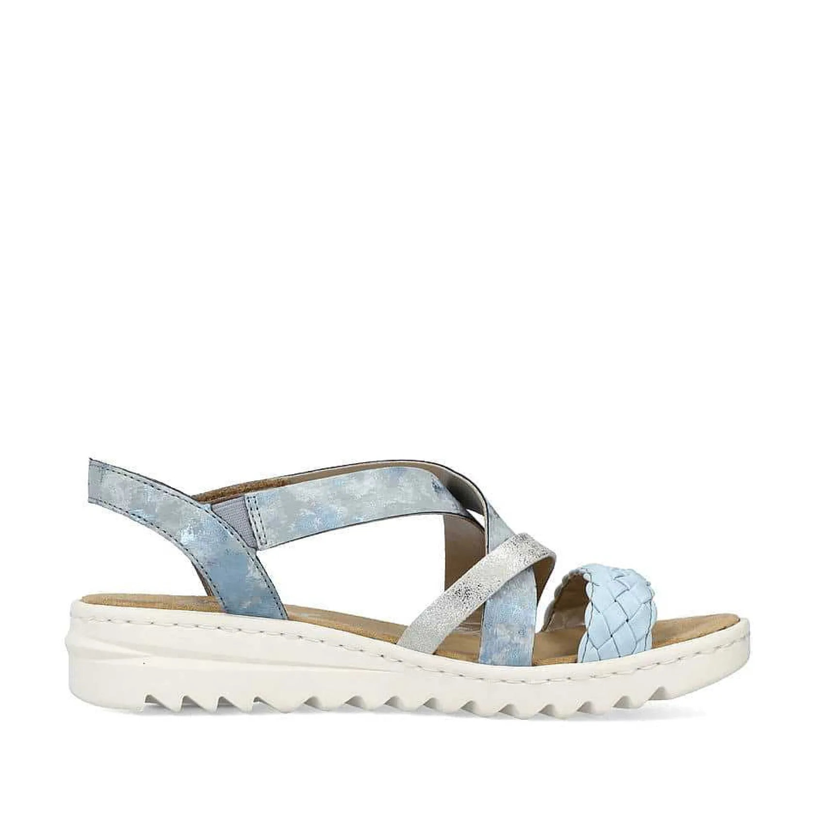 Rieker Heeled Shoes-Women'S Wedge Sandals Sky Blue-Silver