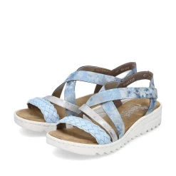 Rieker Heeled Shoes-Women'S Wedge Sandals Sky Blue-Silver