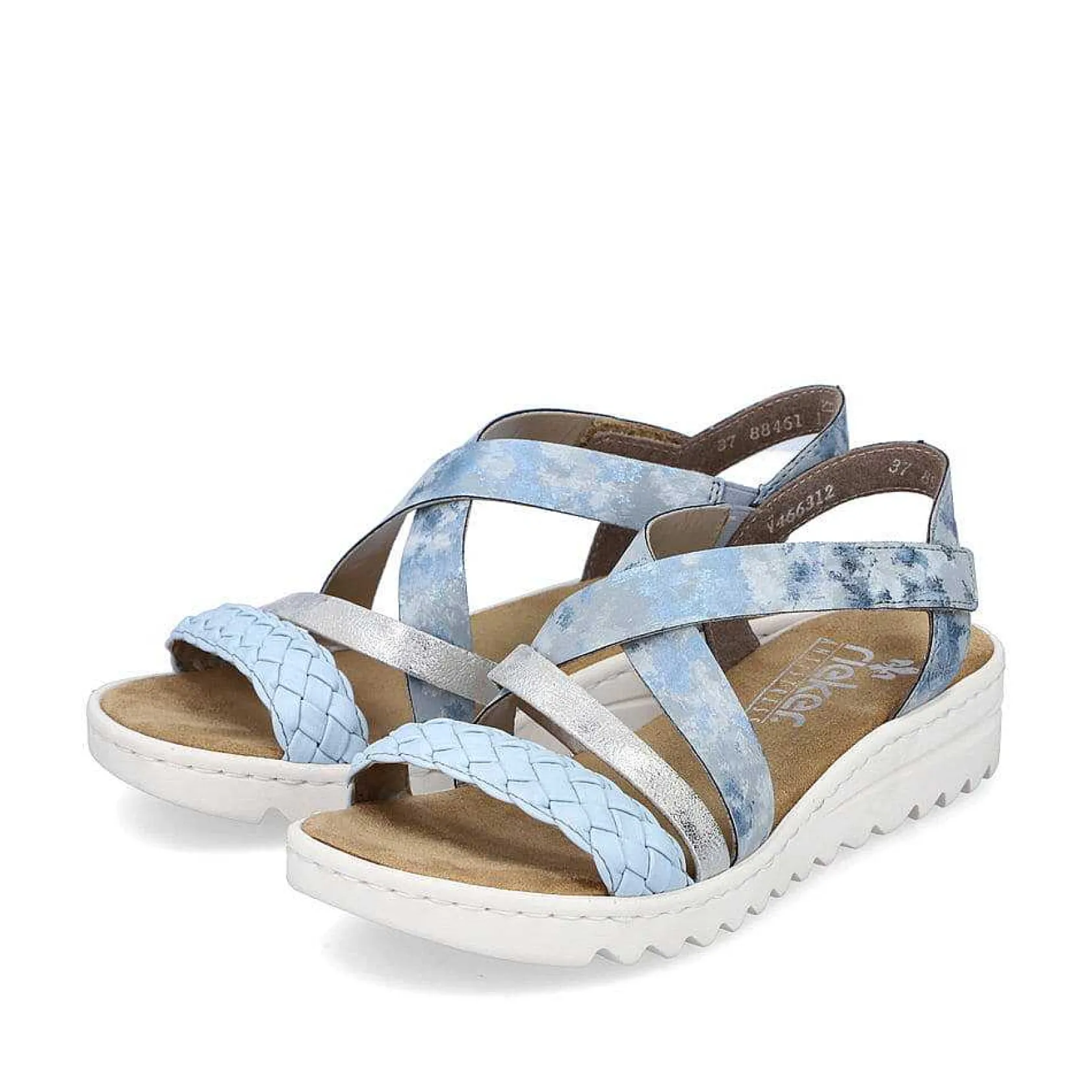 Rieker Heeled Shoes-Women'S Wedge Sandals Sky Blue-Silver