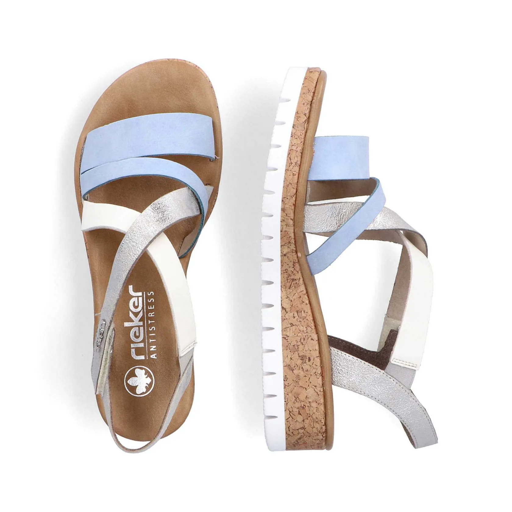 Rieker Heeled Shoes-Women'S Wedge Sandals Pastel Blue