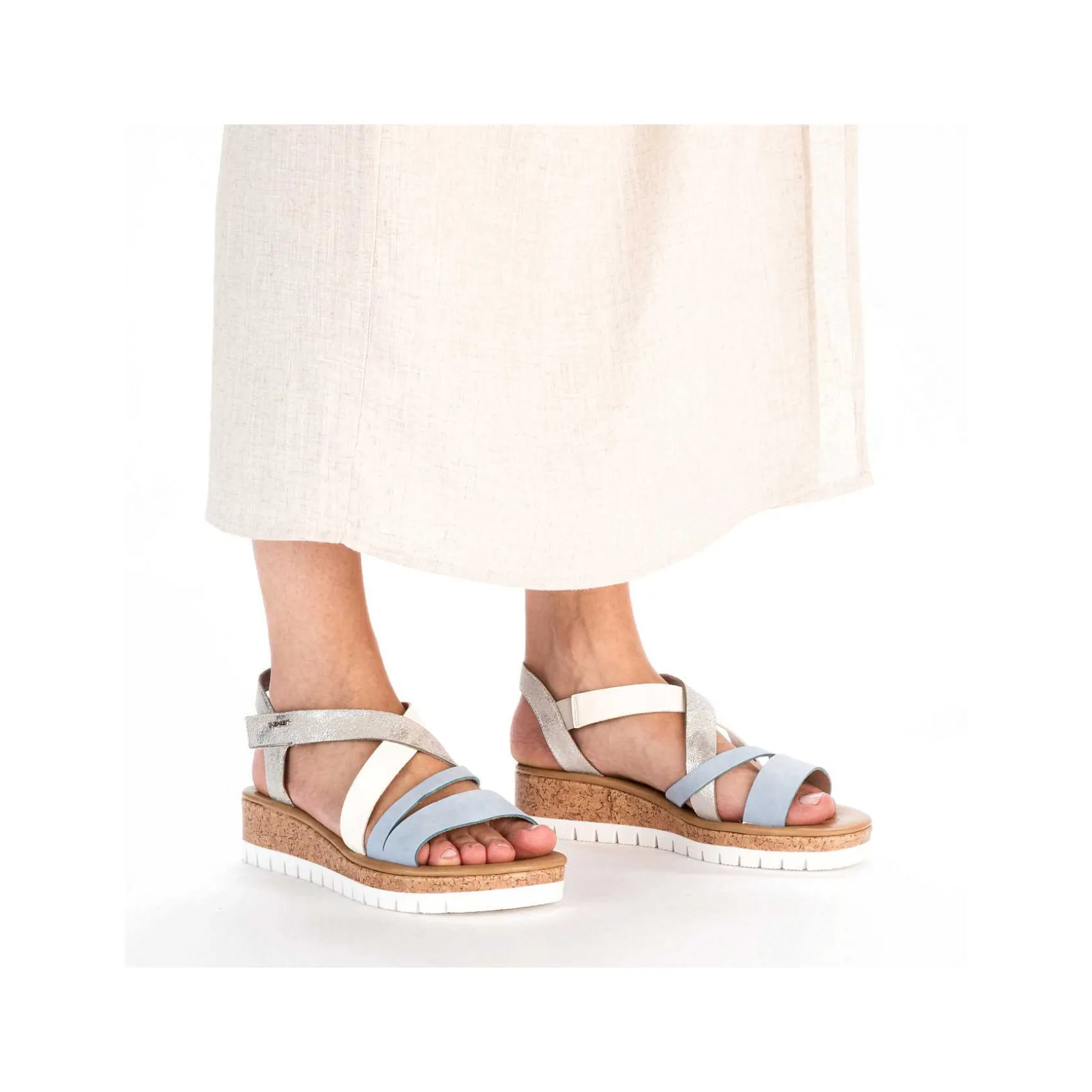 Rieker Heeled Shoes-Women'S Wedge Sandals Pastel Blue
