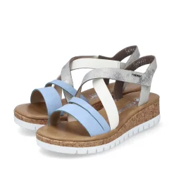 Rieker Heeled Shoes-Women'S Wedge Sandals Pastel Blue