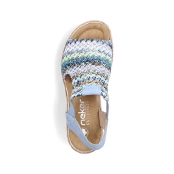 Rieker Heeled Shoes-Women'S Wedge Sandals Sky Blue-Multicolored