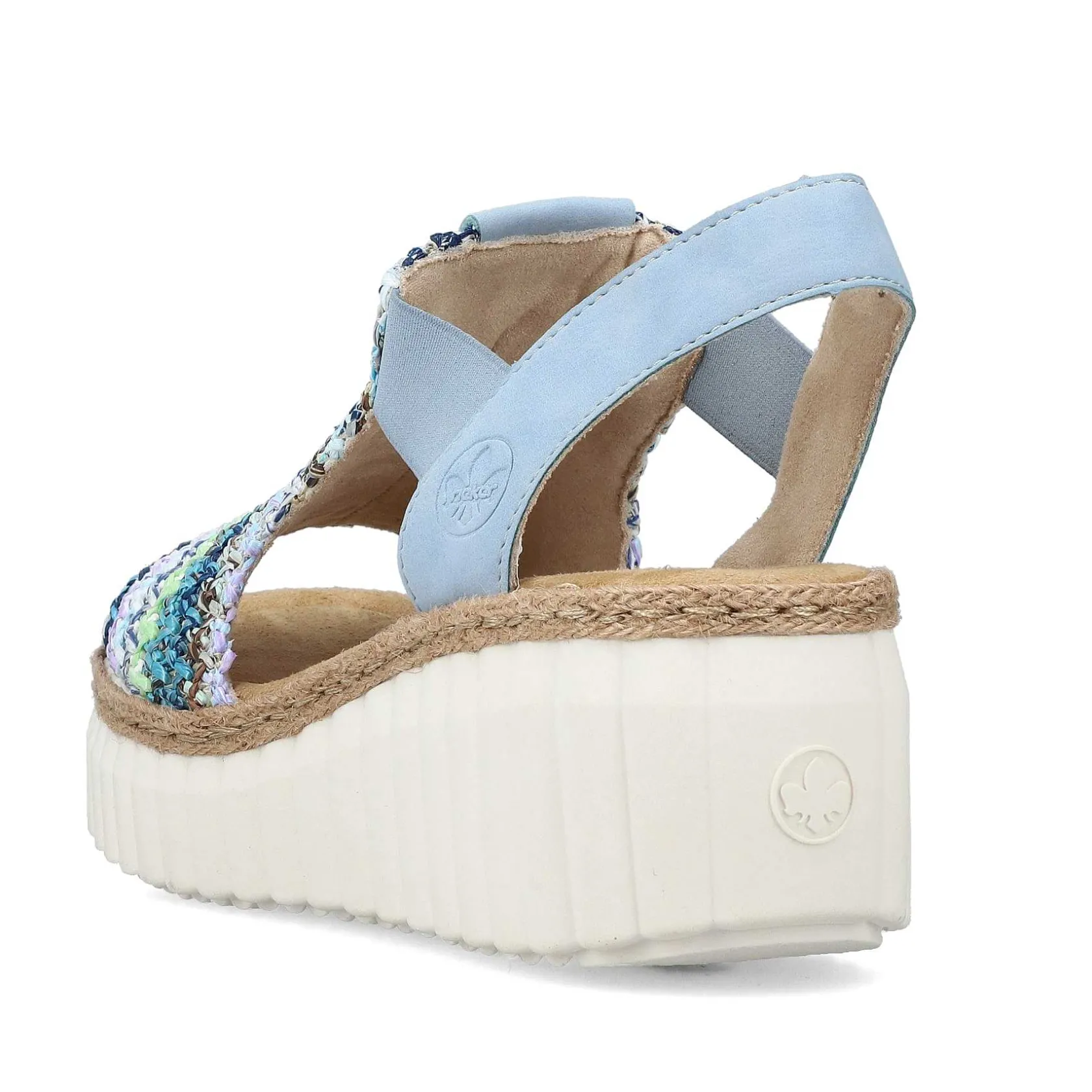 Rieker Heeled Shoes-Women'S Wedge Sandals Sky Blue-Multicolored