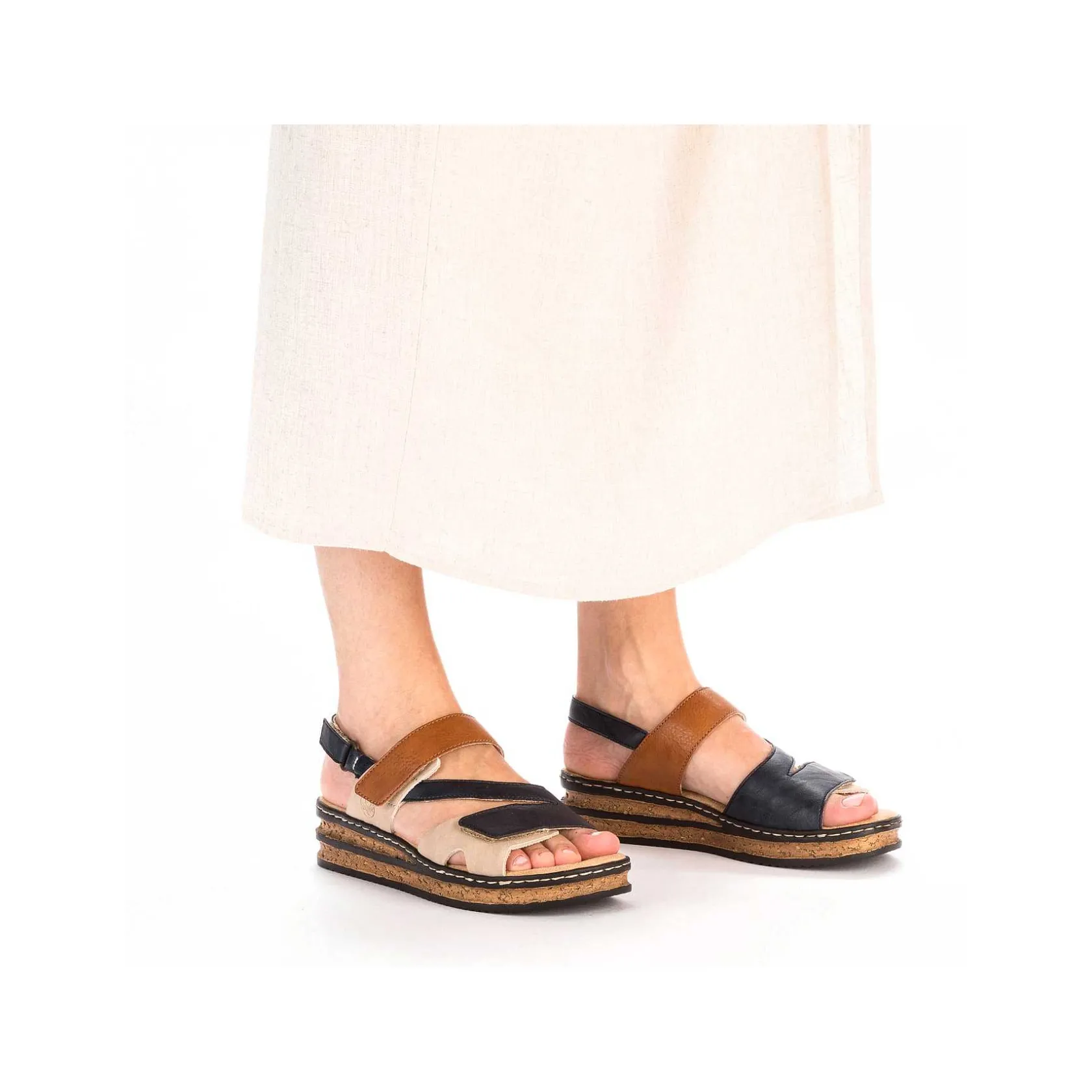 Rieker Heeled Shoes-Women'S Wedge Sandals Slate Blue