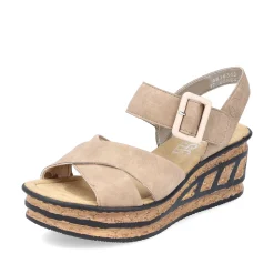 Rieker Heeled Shoes-Women'S Wedge Sandals Sand Beige