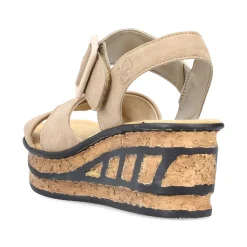 Rieker Heeled Shoes-Women'S Wedge Sandals Sand Beige