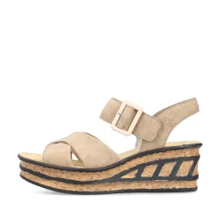 Rieker Heeled Shoes-Women'S Wedge Sandals Sand Beige