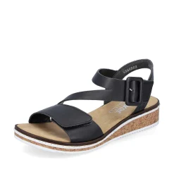Rieker Summer Shoes-Women'S Wedge Sandals Matt Black