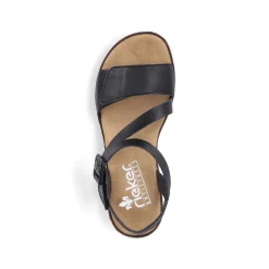 Rieker Summer Shoes-Women'S Wedge Sandals Matt Black