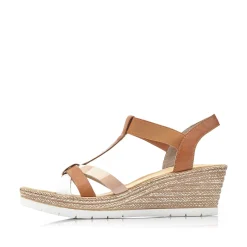 Rieker Heeled Shoes-Women'S Wedge Sandals Coffee Brown