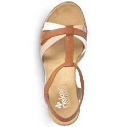 Rieker Heeled Shoes-Women'S Wedge Sandals Coffee Brown
