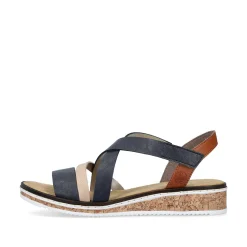 Rieker Heeled Shoes-Women'S Wedge Sandals Navy Blue