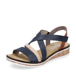 Rieker Heeled Shoes-Women'S Wedge Sandals Navy Blue