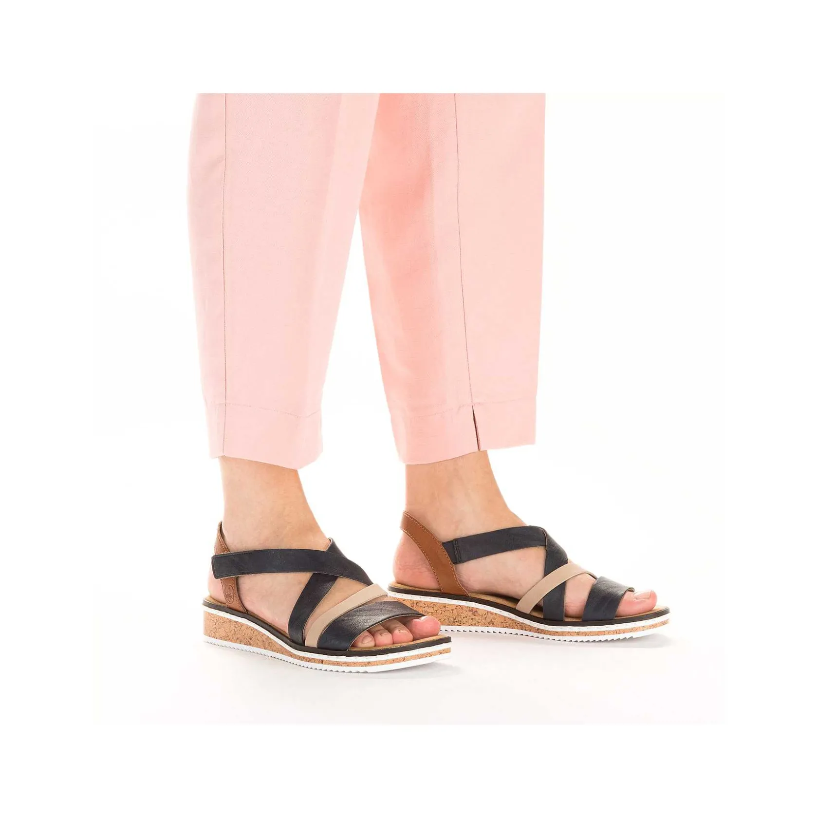 Rieker Heeled Shoes-Women'S Wedge Sandals Navy Blue