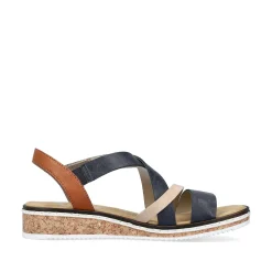 Rieker Heeled Shoes-Women'S Wedge Sandals Navy Blue