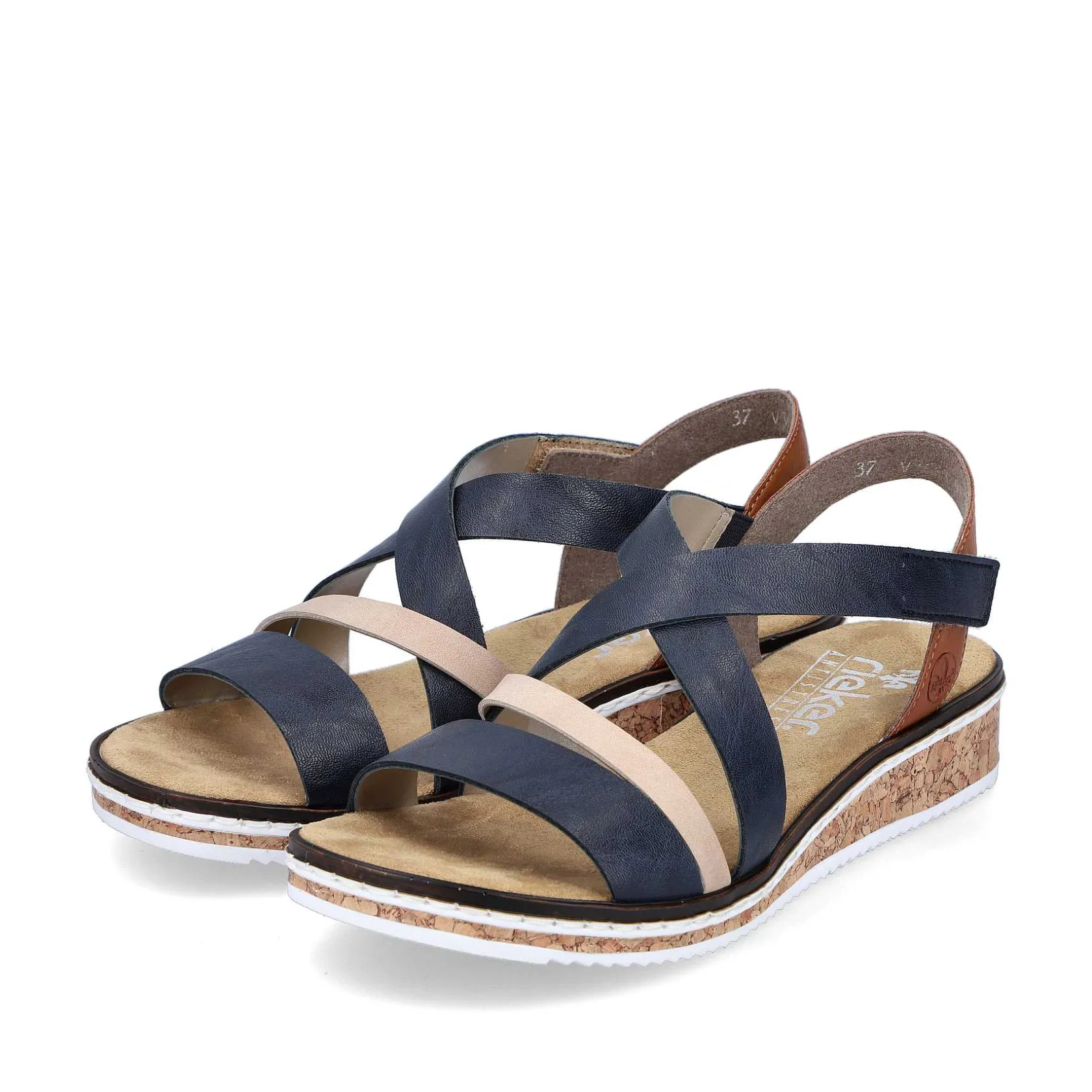 Rieker Heeled Shoes-Women'S Wedge Sandals Navy Blue