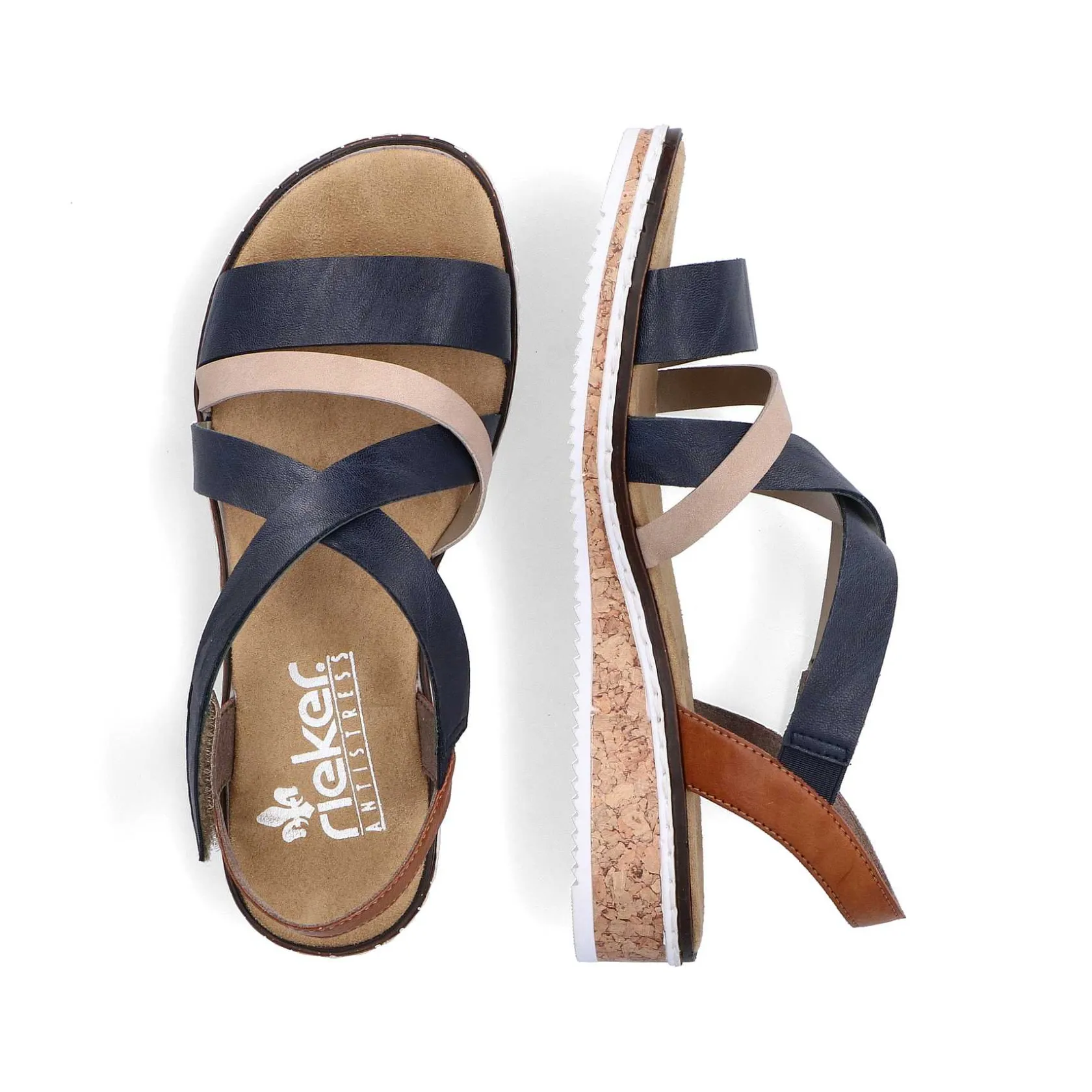 Rieker Heeled Shoes-Women'S Wedge Sandals Navy Blue