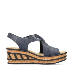 Rieker Heeled Shoes-Women'S Wedge Sandals Slate Blue