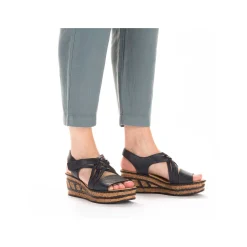 Rieker Heeled Shoes-Women'S Wedge Sandals Slate Blue