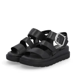 Rieker Heeled Shoes-Women'S Wedge Sandals Midnight Black