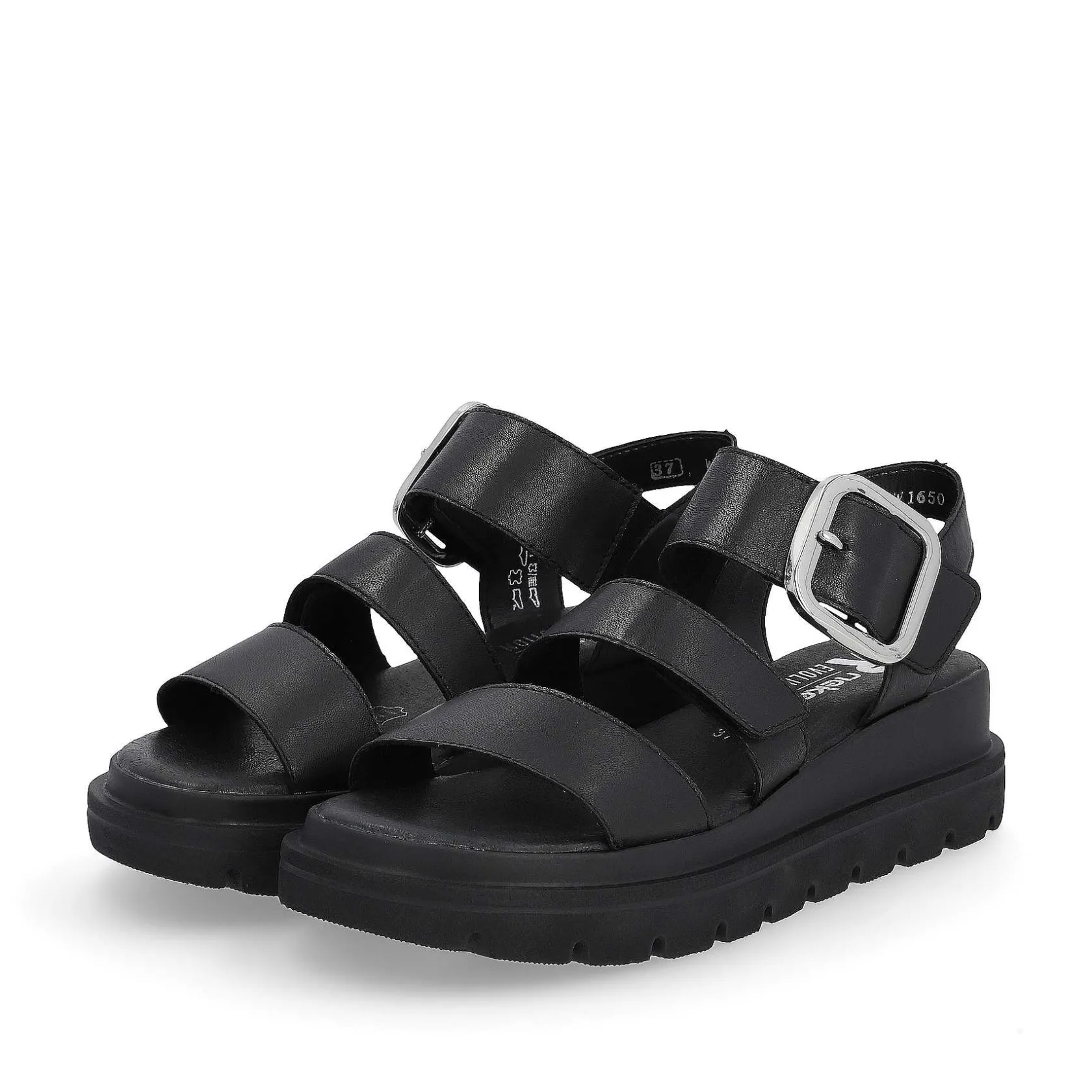 Rieker Heeled Shoes-Women'S Wedge Sandals Midnight Black