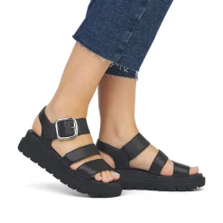 Rieker Heeled Shoes-Women'S Wedge Sandals Midnight Black