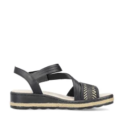 Rieker Heeled Shoes-Women'S Wedge Sandals Asphalt Black