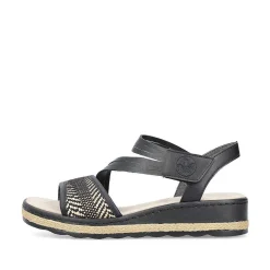 Rieker Heeled Shoes-Women'S Wedge Sandals Asphalt Black
