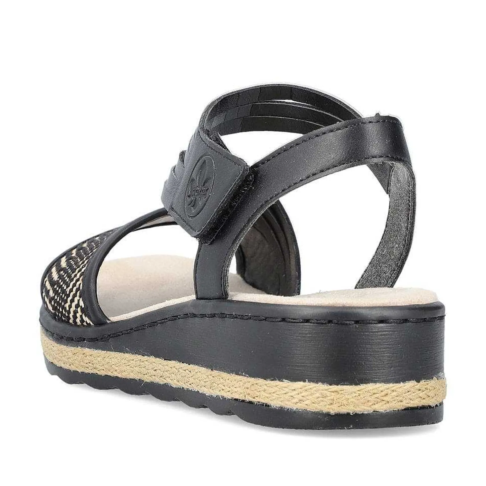 Rieker Heeled Shoes-Women'S Wedge Sandals Asphalt Black