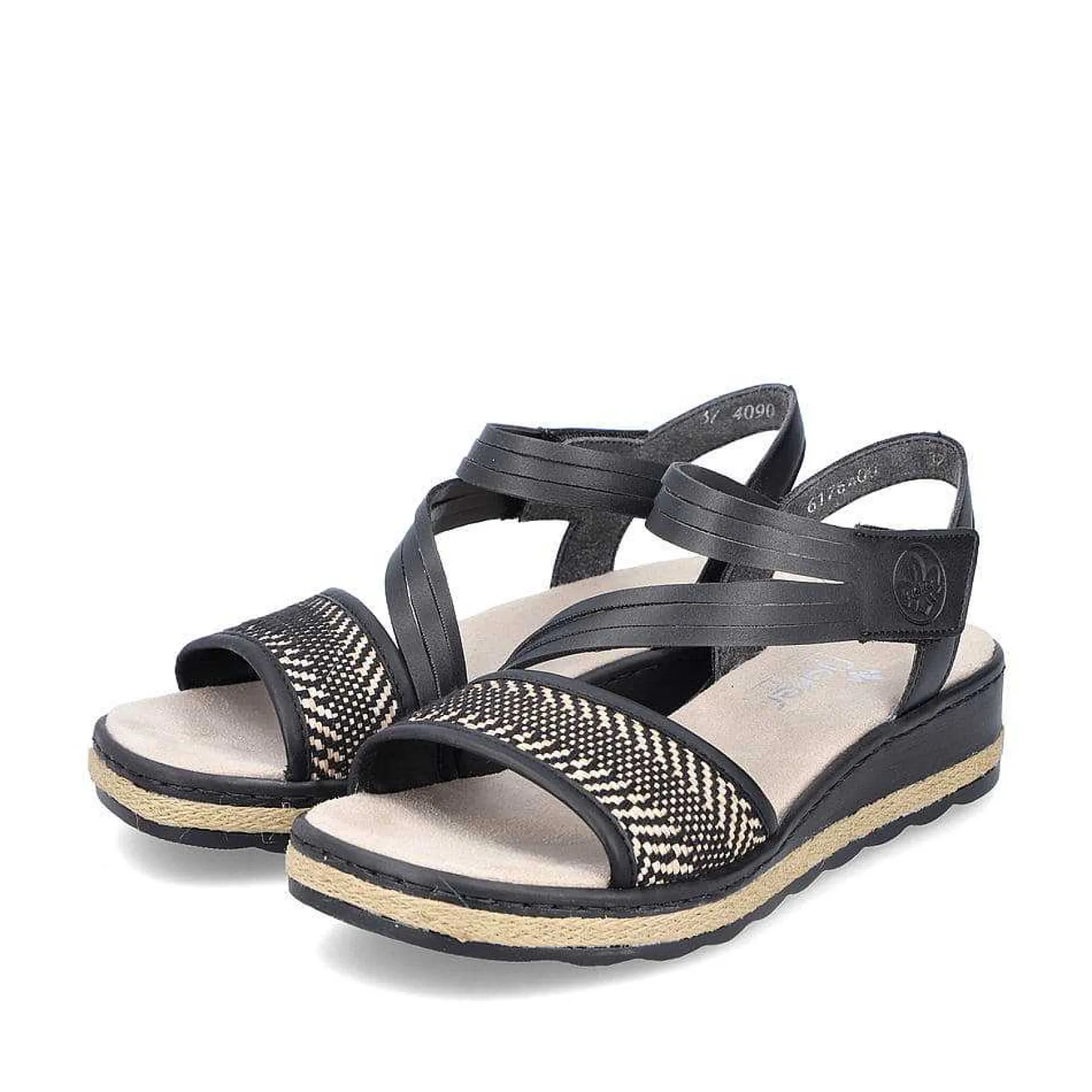 Rieker Heeled Shoes-Women'S Wedge Sandals Asphalt Black