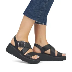 Rieker Heeled Shoes-Women'S Wedge Sandals Noir